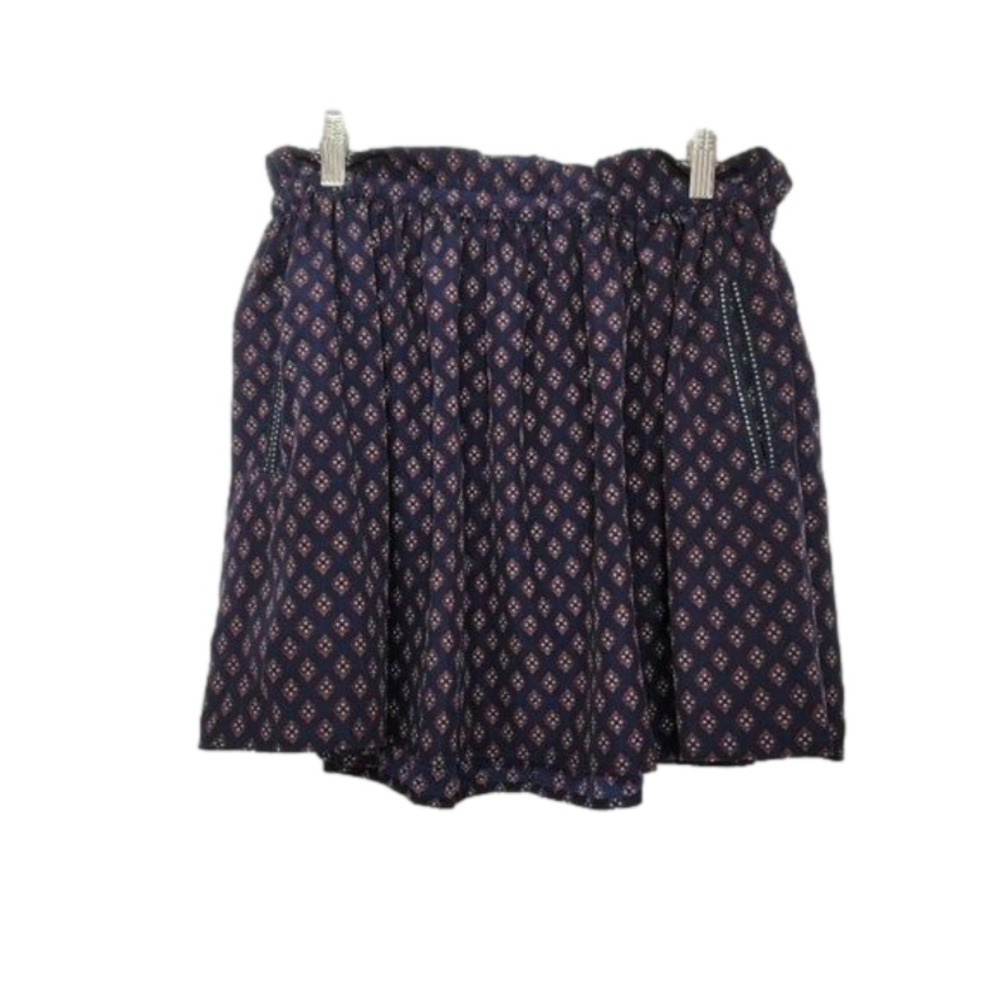 MNG Diamond Design Print Two Front Pockets Elastic Waist Ruffle on top hem